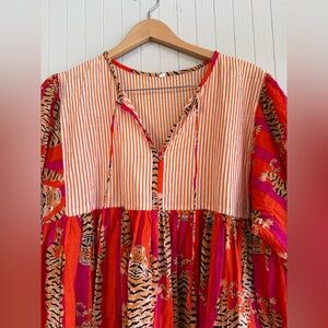 Tiger Stripe Midi Dress - XXL - unbranded